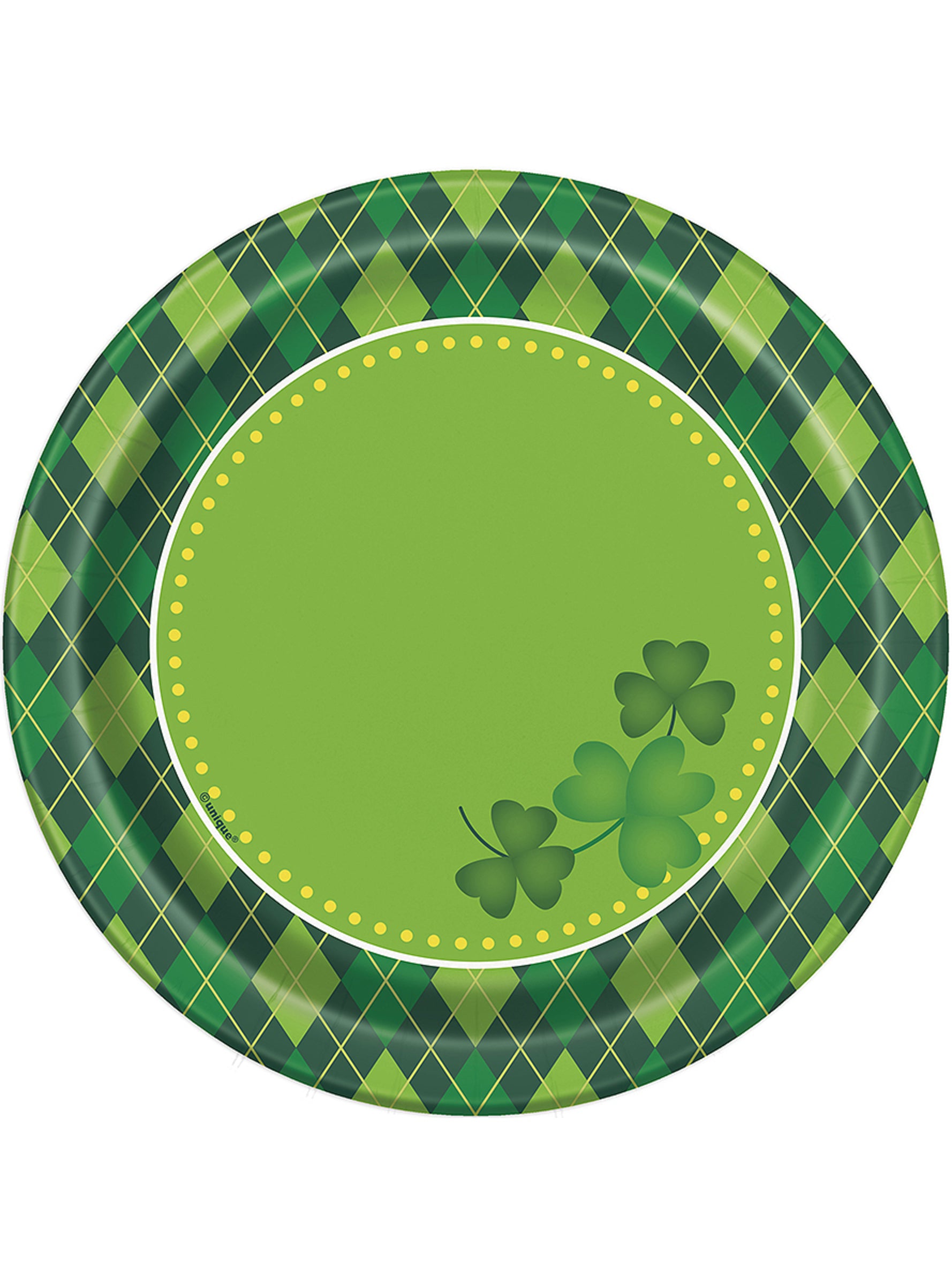 8 assiettes à dessert à carreaux verts Happy St Patrick's Day