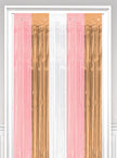 Rideau à franges métallique rose gold, blanc et rose