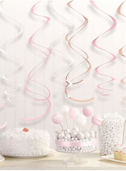 12 spirales deco rose gold en différents tons