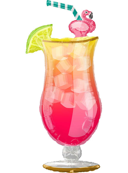 Ballon aluminium cocktail hawaïen avec flamant rose