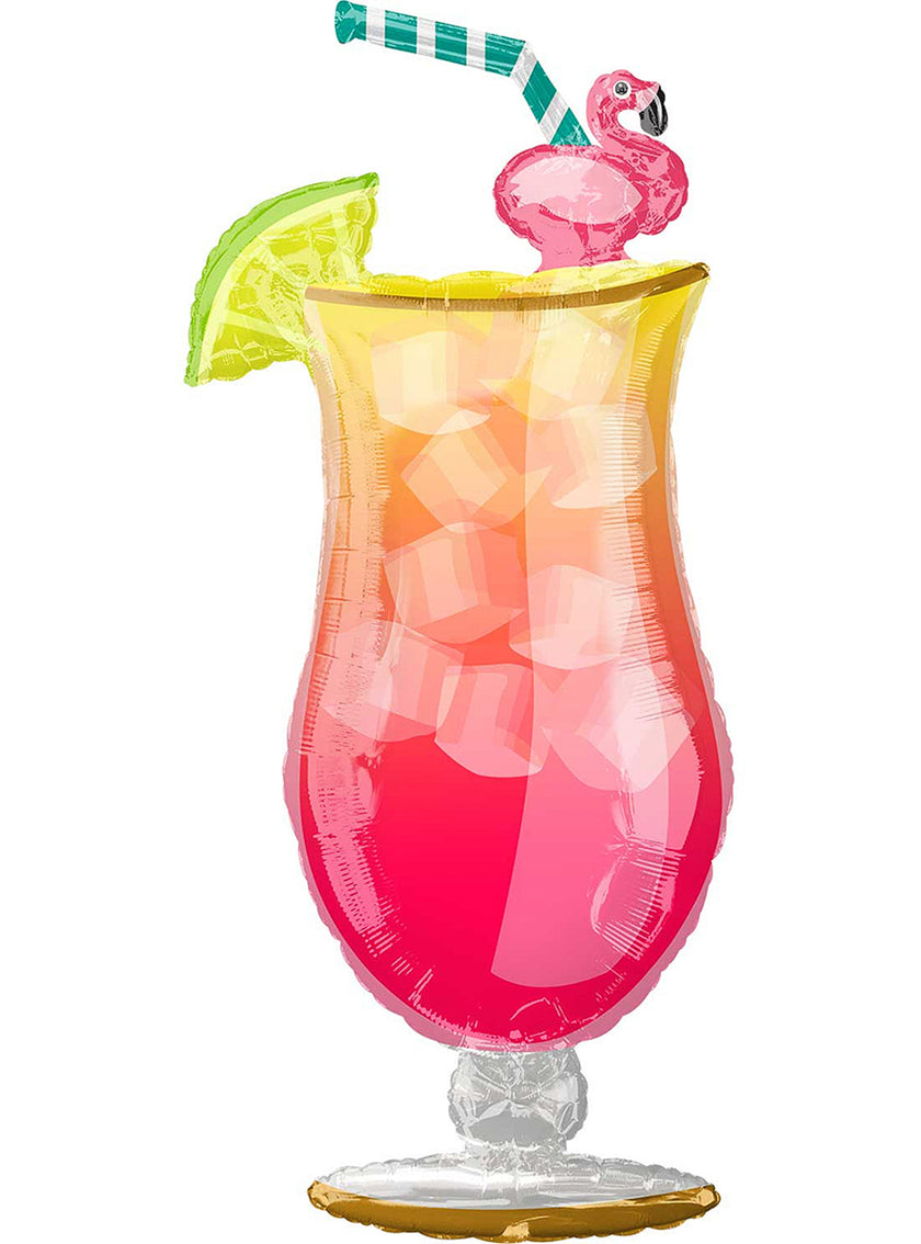 Ballon aluminium cocktail hawaïen avec flamant rose