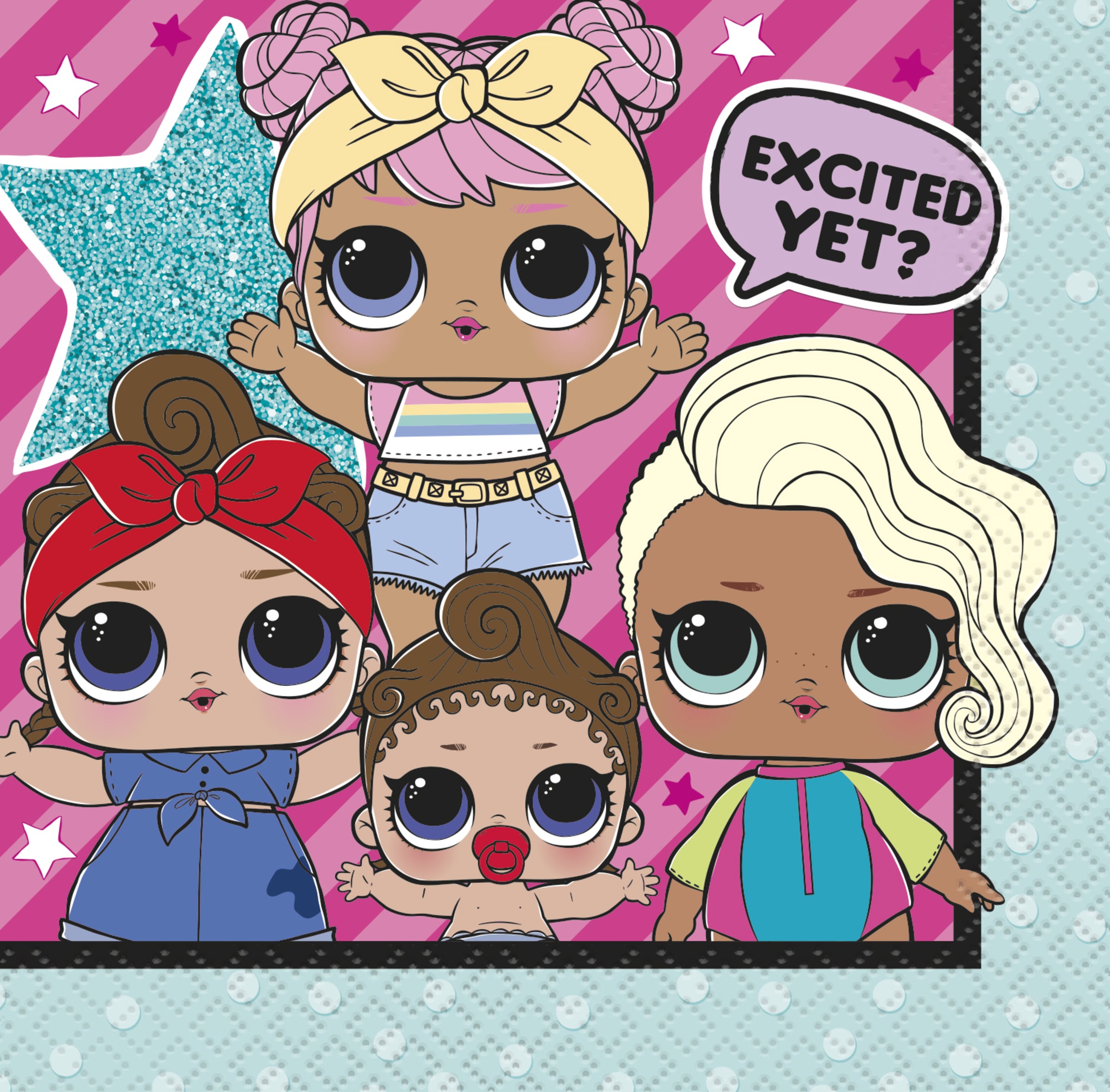 16 Serviettes en papier cocktail LOL Surprise