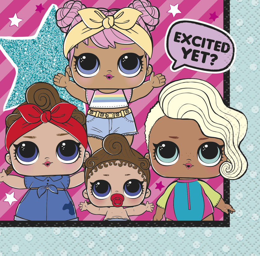 16 Serviettes en papier cocktail LOL Surprise