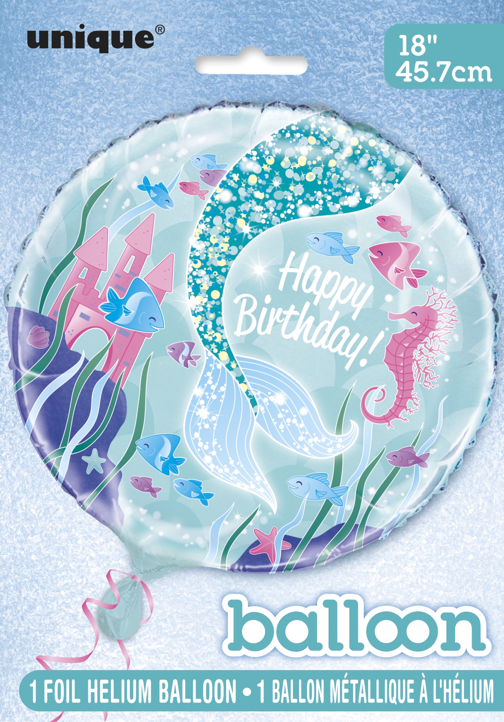 Ballon en aluminium Happy Birthday Queue de sirène- Sirène sous l’Océan