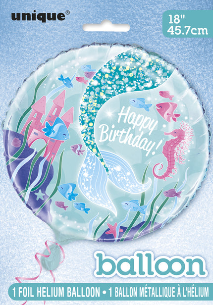 Ballon en aluminium Happy Birthday Queue de sirène- Sirène sous l’Océan