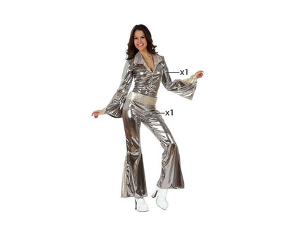 combinaison disco métallisée argent 2pcs femme taille m/l