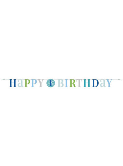 Guirlande premier anniversaire bleu - Blue Dots 1st Birthday