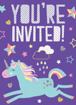 8 invitations fête Licorne