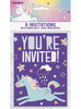 8 invitations fête Licorne