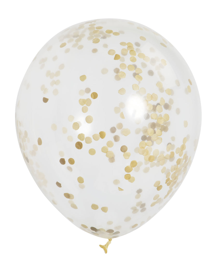 6 ballons en latex avec confettis doré à l'intérieur