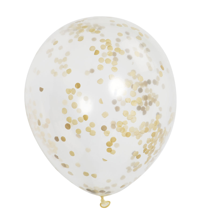 6 ballons en latex avec confettis doré à l'intérieur