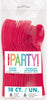 18 couverts rouges en plastique - Gamme couleur unie