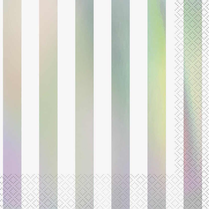 16 serviettes iridescentes à rayures (33x33 cm)