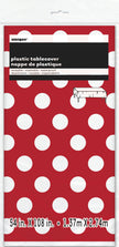 Nappe rouge à pois blancs rectangulaire - Gamme couleur unie
