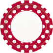 8 assiettes rouge à pois blancs (23 cm) - Gamme couleur unie