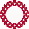 8 assiettes rouge à pois blancs (23 cm) - Gamme couleur unie