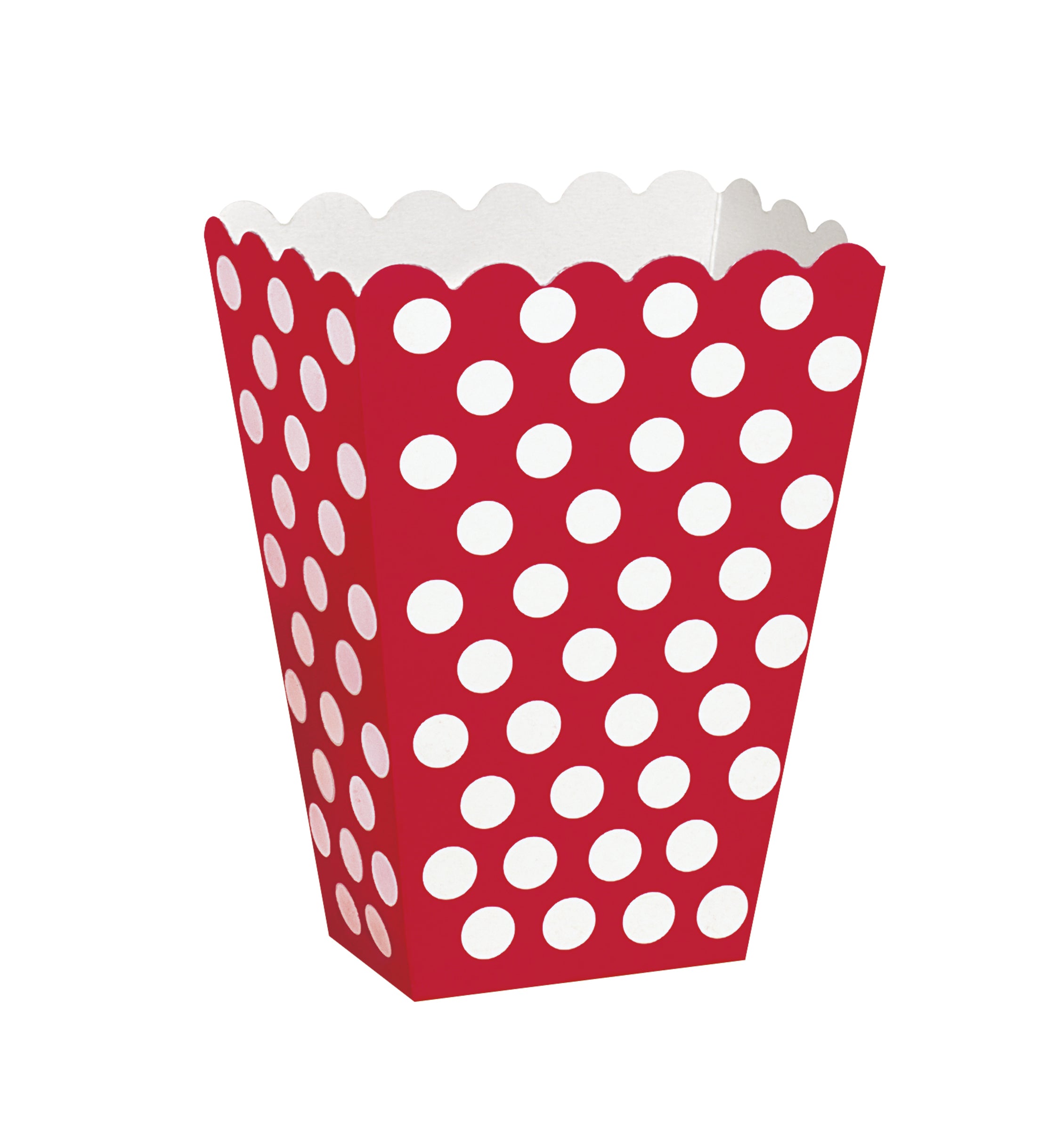 8 boîtes à popcorn rouge à pois blancs - Gamme couleur unie