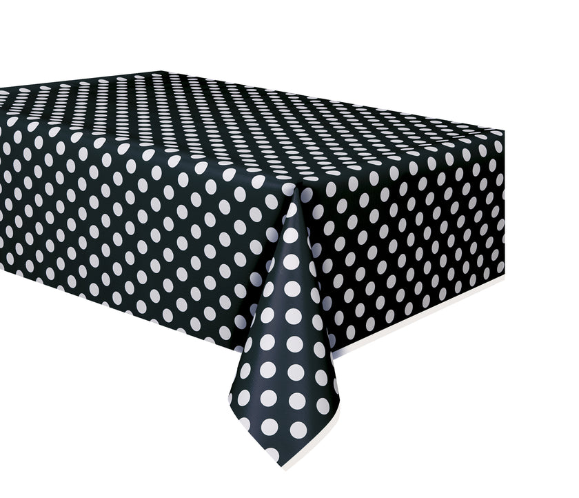 Nappe noire à pois blancs