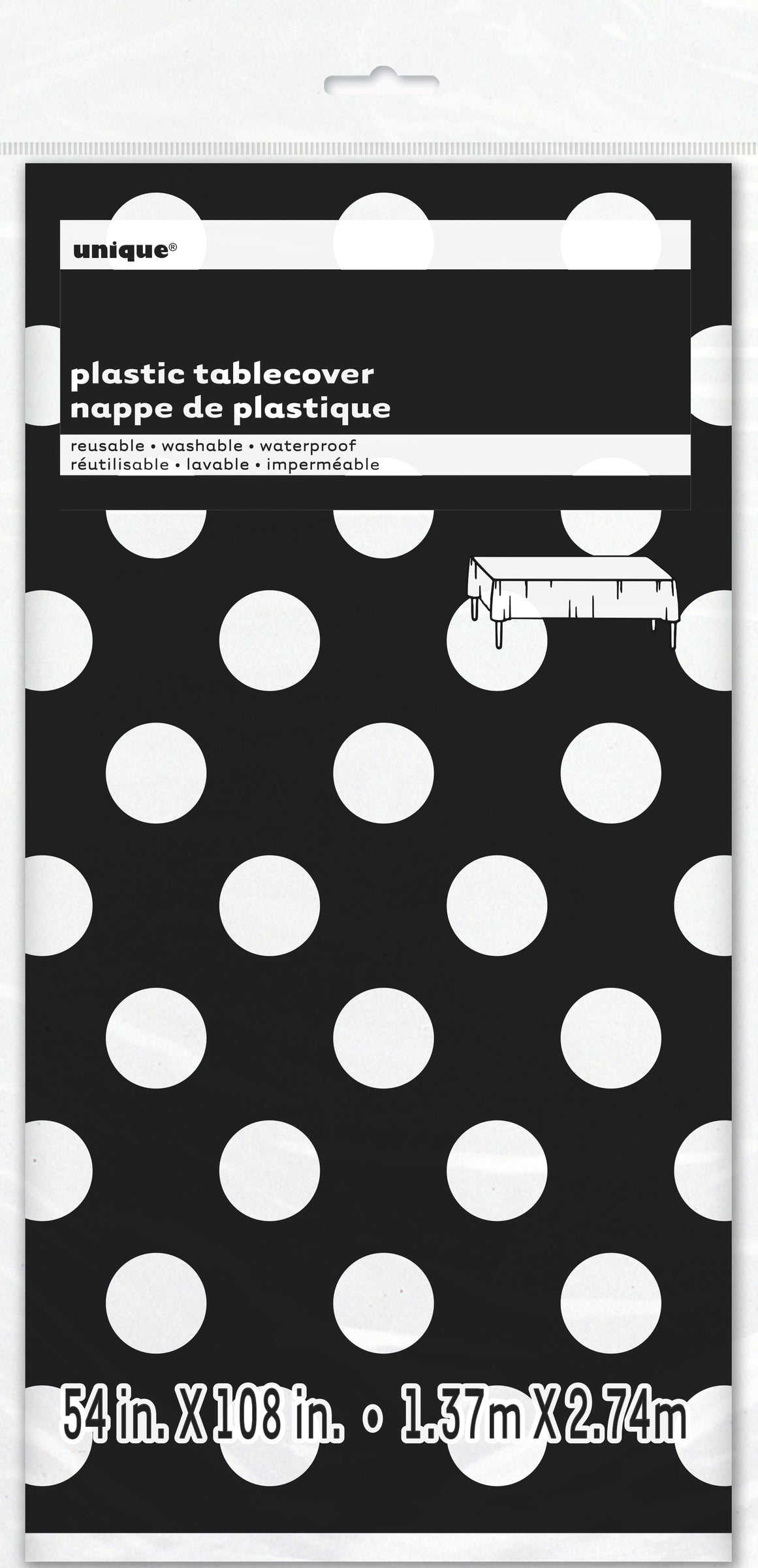 Nappe noire à pois blancs