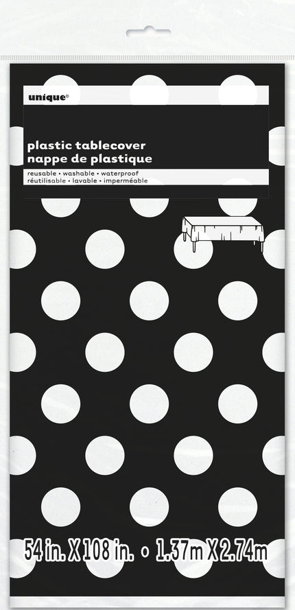 Nappe noire à pois blancs