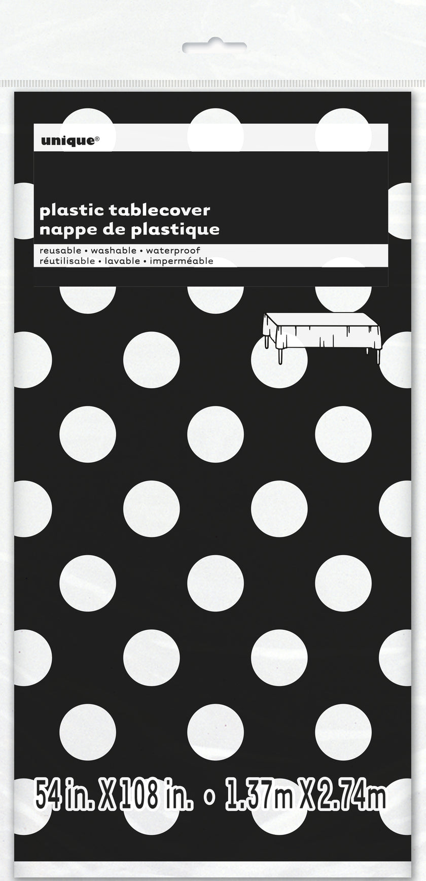 Nappe noire à pois blancs