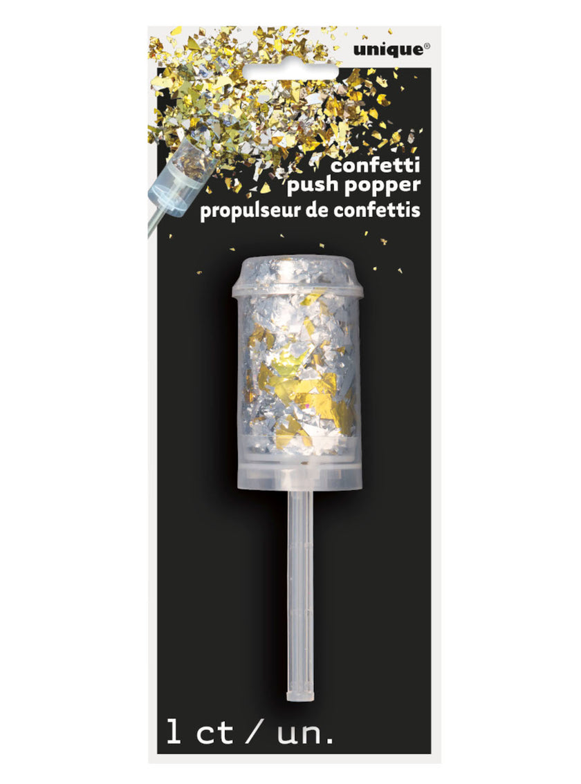 Mini Canon à confetti doré et argenté