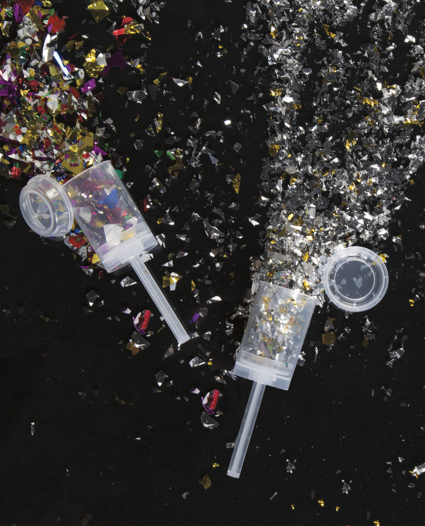 Mini Canon à confetti doré et argenté