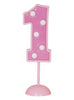 Bougie anniversaire rose chiffre 1