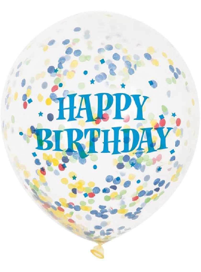 6 ballons en latex avec confettis (30 cm)