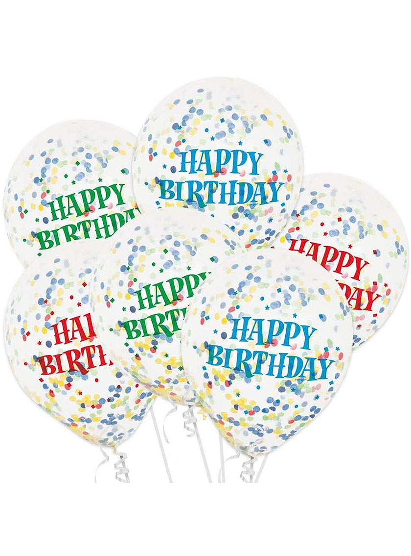 6 ballons en latex avec confettis (30 cm)