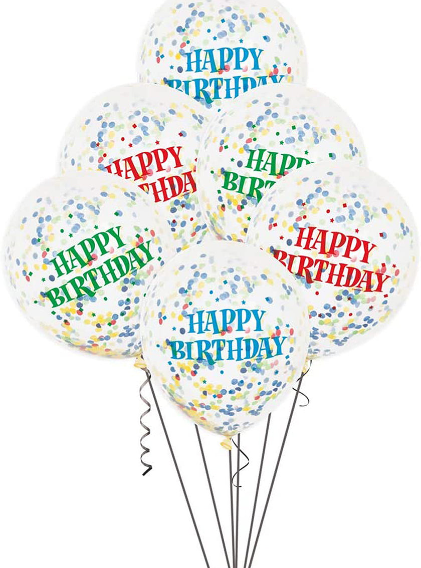 6 ballons en latex avec confettis (30 cm)