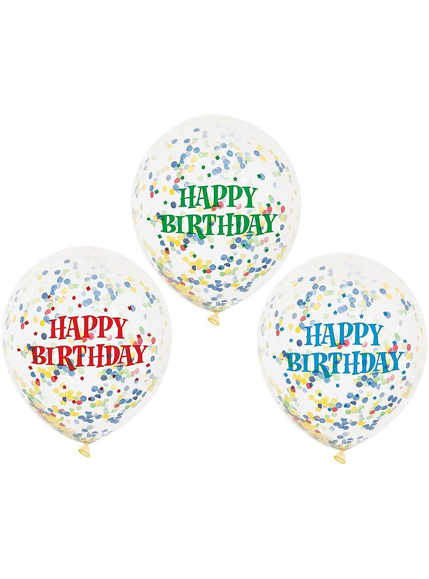 6 ballons en latex avec confettis (30 cm)