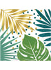 16 Serviettes en papier motifs feuilles tropicales verts et dorés Key West