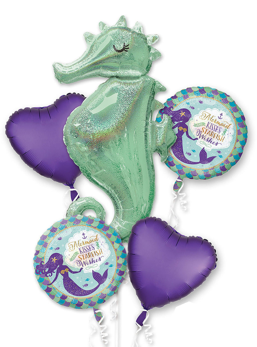 Bouquet ballons aluminium hippocampe - Mermaid Wishes