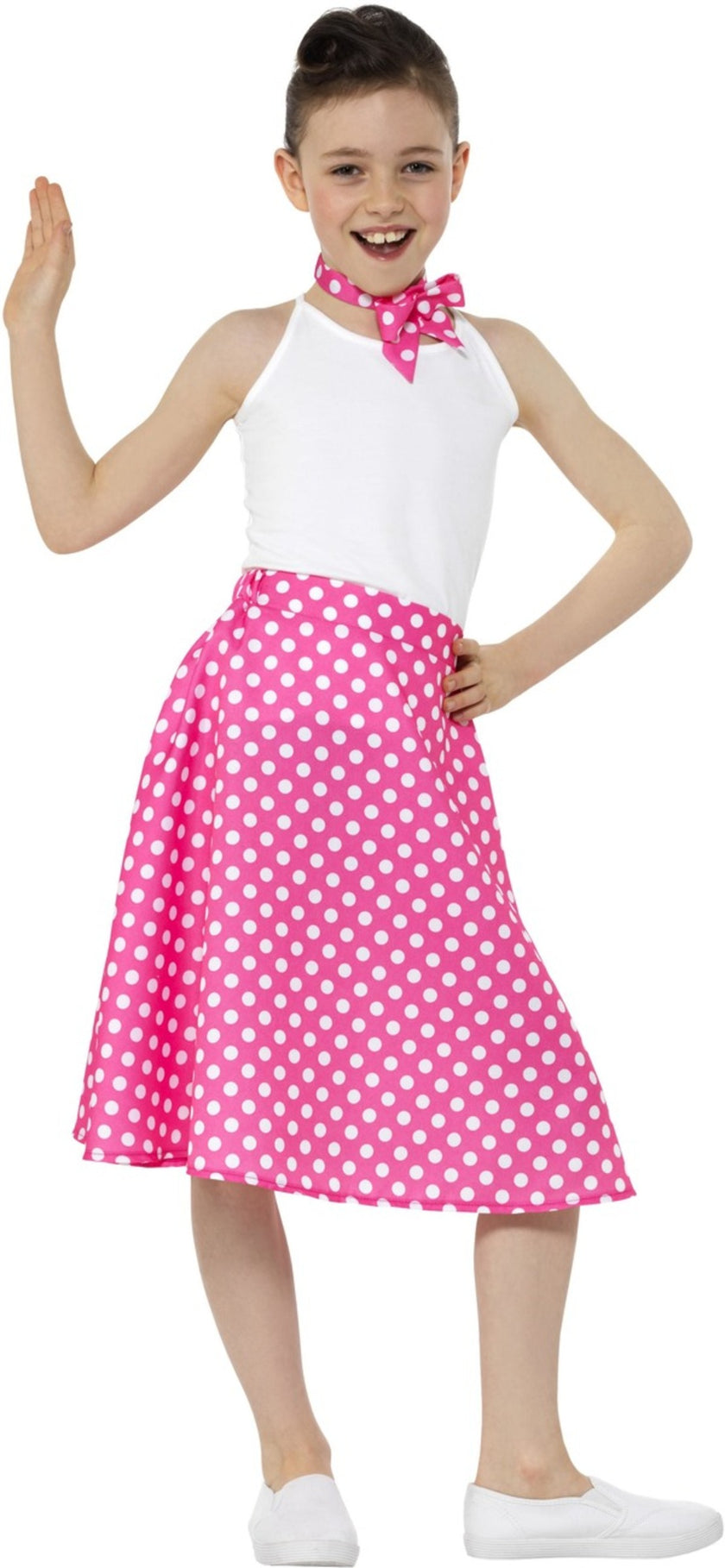 Jupe années 50 rose à pois fille