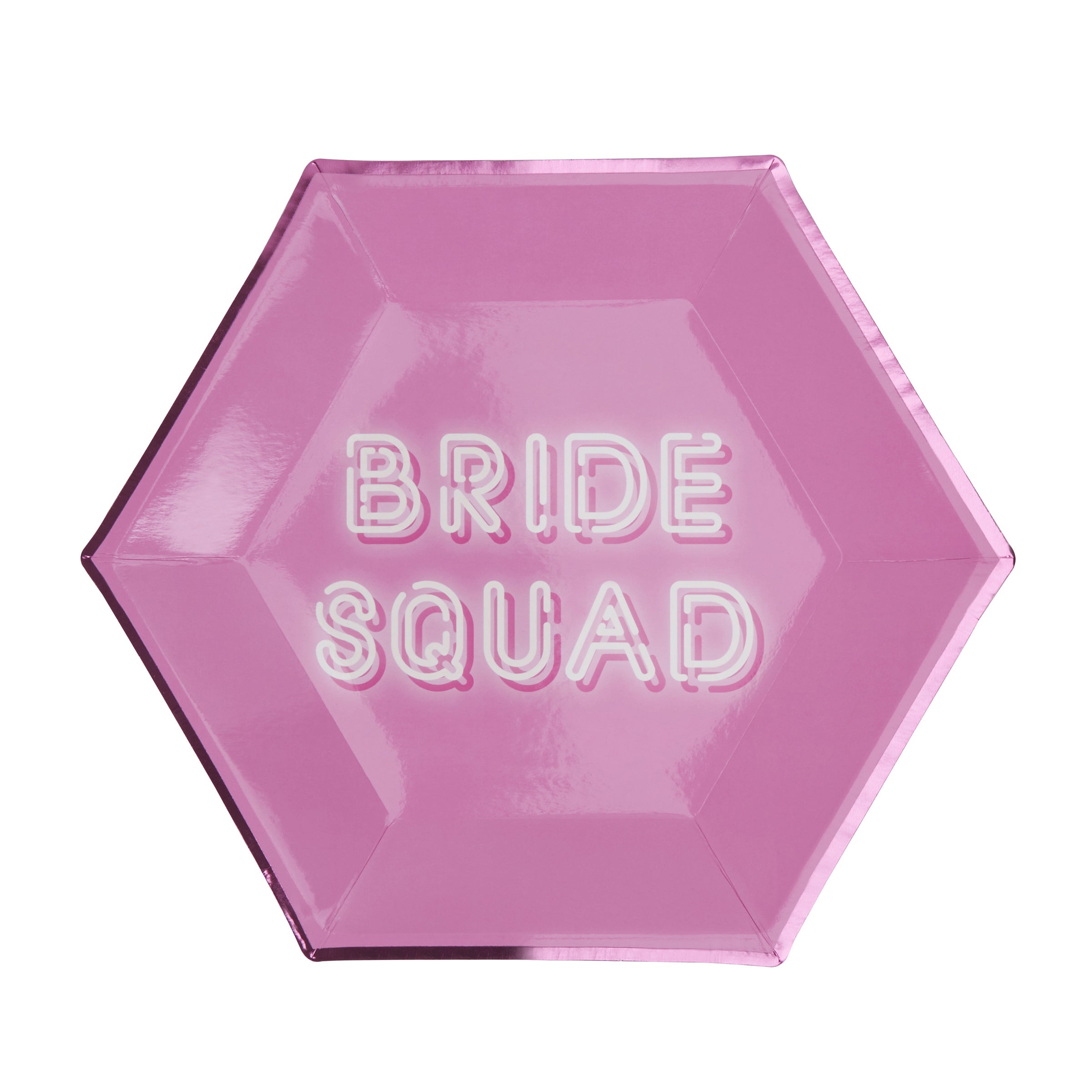 8 assiettes hexagonales roses en carton - Bride Squad