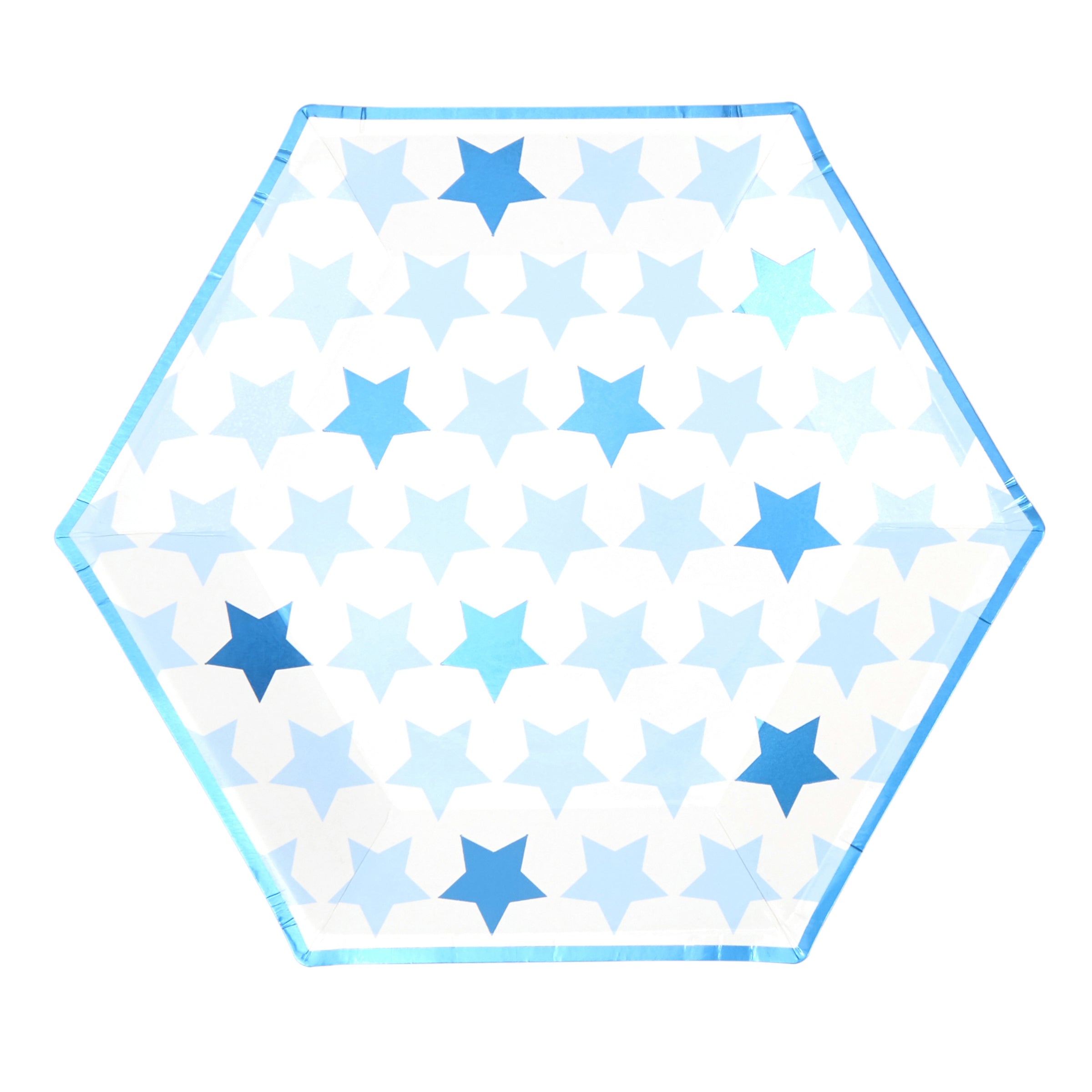8 grandes assiettes hexagonales en carton - Little Star Blue