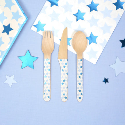 24 couverts en bois - Little Star Blue