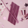25 pailles roses en carton - Little Star Pink
