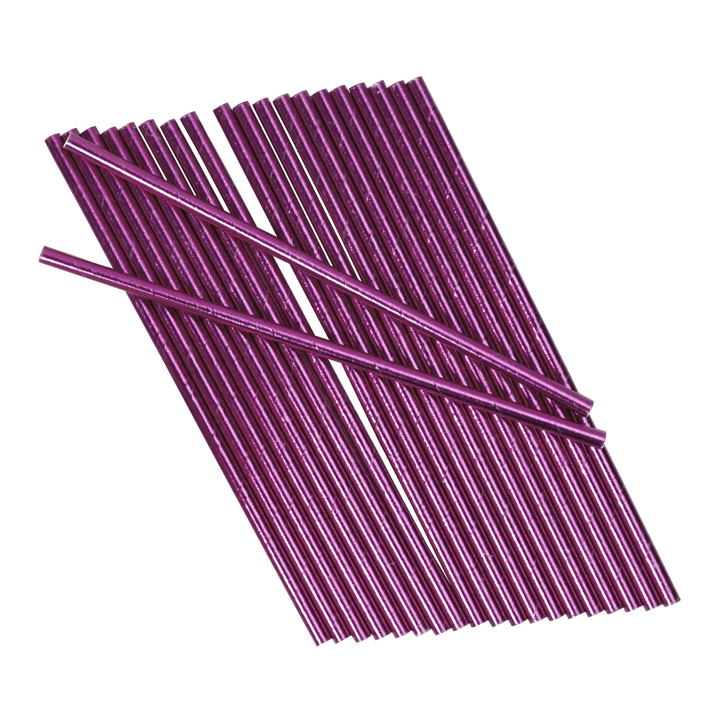 25 pailles roses en carton - Little Star Pink