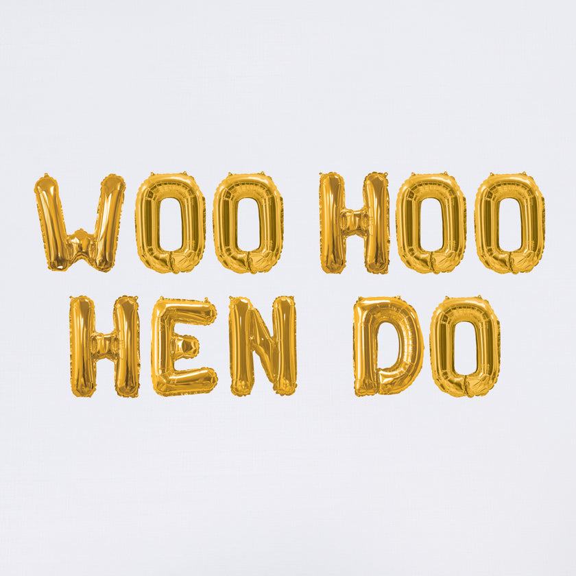 Guirlande de ballons aluminium dorés - Woo Hoo Hen Do