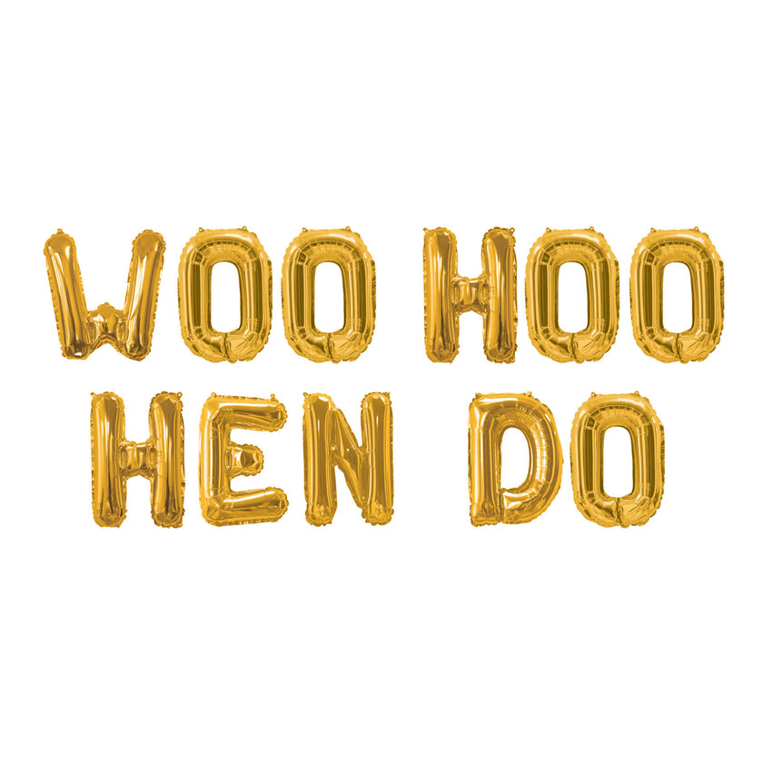Guirlande de ballons aluminium dorés - Woo Hoo Hen Do