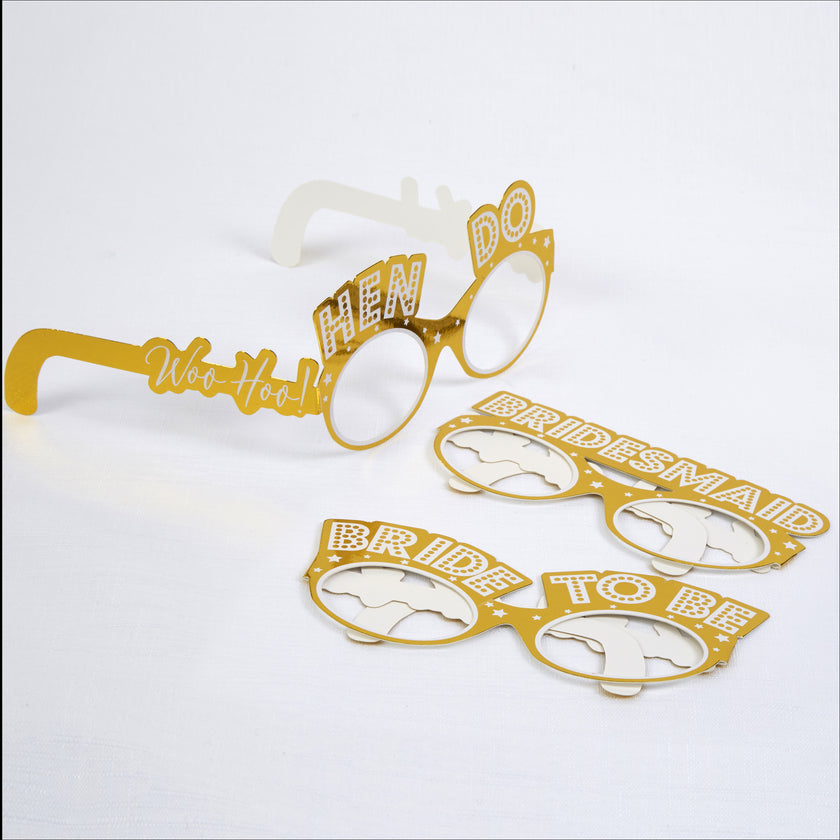 8 lunettes dorées en carton - Woo Hoo Hen Do