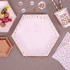 8 assiettes hexagonales en carton - Glitz & Glamour Pink & Rose Gold