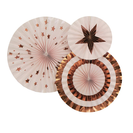 3 rosaces en papier divers - Glitz & Glamour Pink & Rose Gold