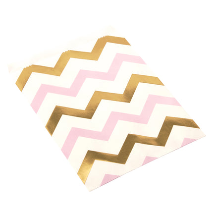 25 sachets en papier zigzag rose et doré - Pattern Works