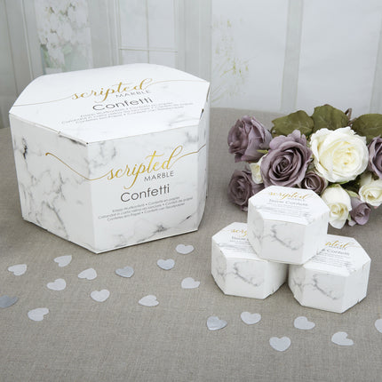 21 boîtes à Confettis en forme de cœur - Scripted Marble
