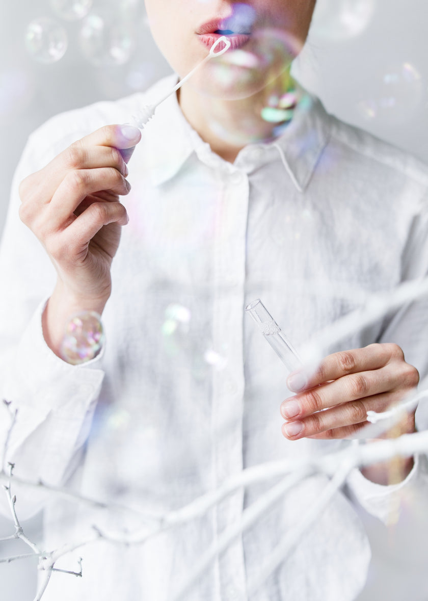 48 flacons à bulles en forme de cœur blanc