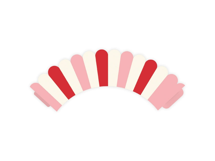 6 moules à cupcakes à rayures roses et rouges en carton - Sweet Love Collection