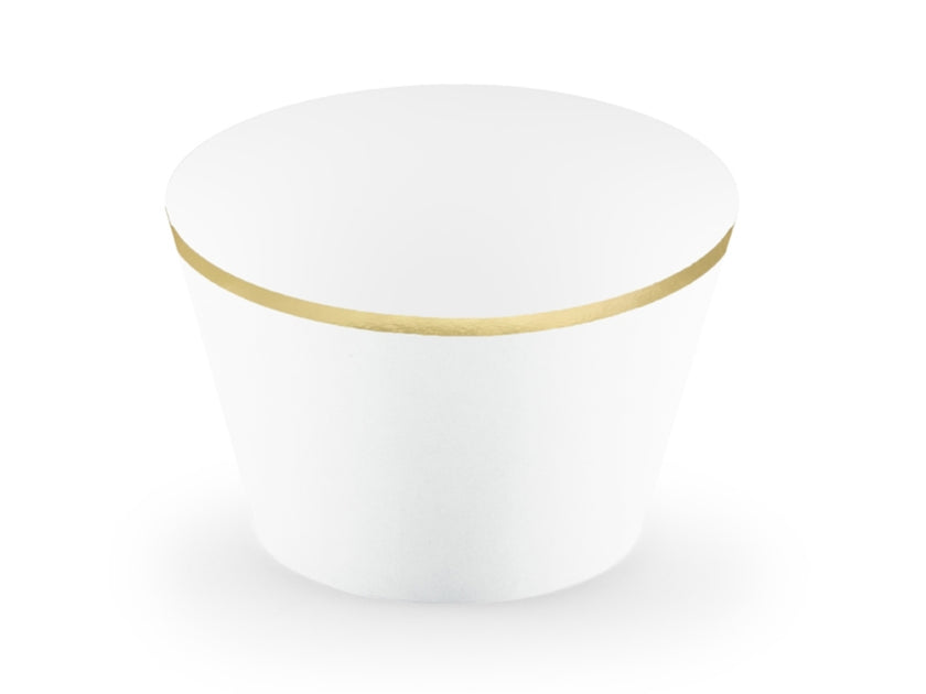 6 moules à cupcakes blanc bord doré - First Communion